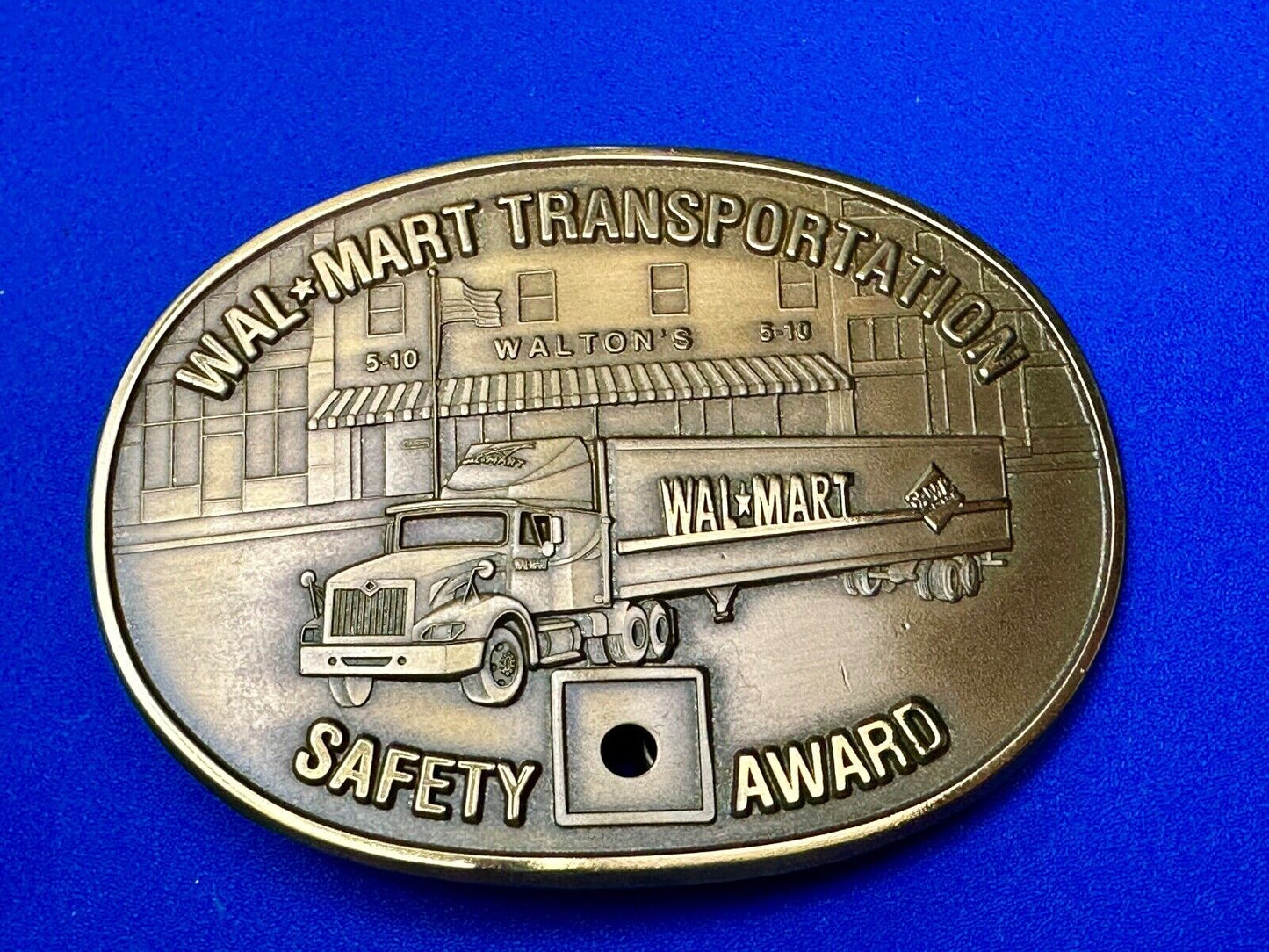 510 Waltons AR Walmart Transportation Semi Driver Safety Award Brass Belt Buckle