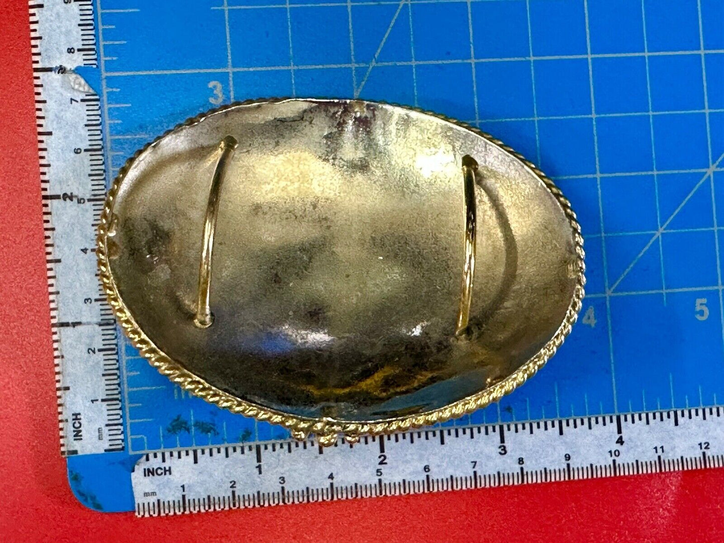 two tone LEAF theme unknown to me! green turquoise? Artisan western belt slide