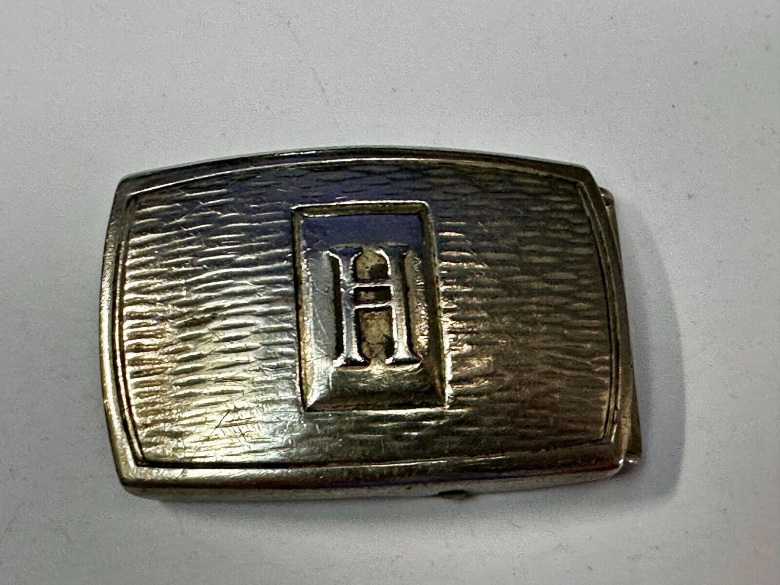 Antique Letter Monogram Initial H Art Deco Nickel Silver Belt Buckle by Pioneer