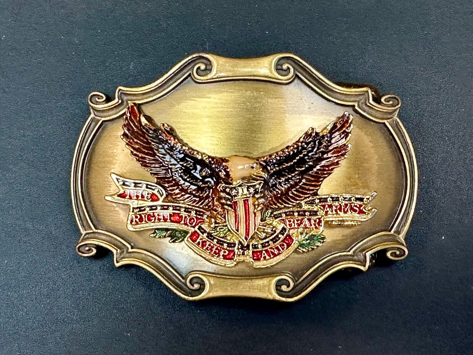 The Right keep & bear arms patriotic 2nd amendment eagle Rraintree belt buckle