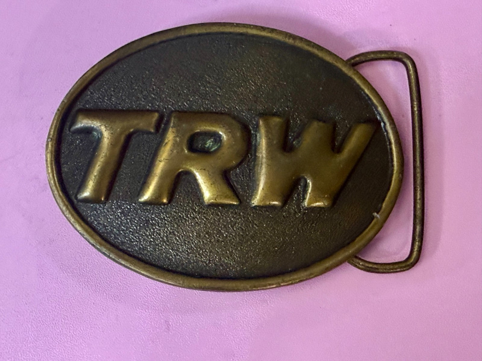 TRW Automotive Parts Advertising Promo Vintage Indiana Metal Craft Belt Buckle