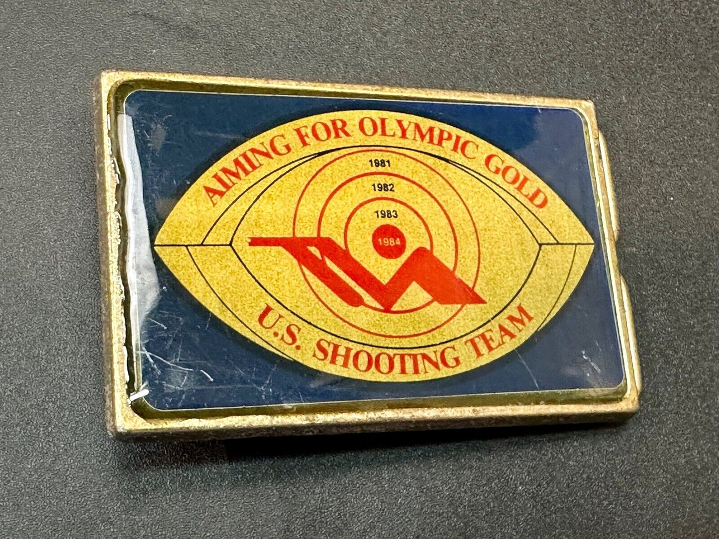 Aiming for Olympic gold - Los Angeles 1984 US shooting Team belt buckle