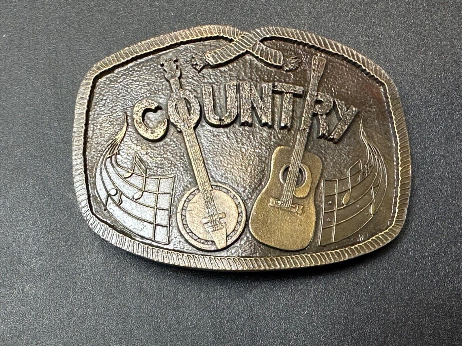 Vintage Country music Guitar and Banjo pickers - Indiana Metal Craft belt buckle