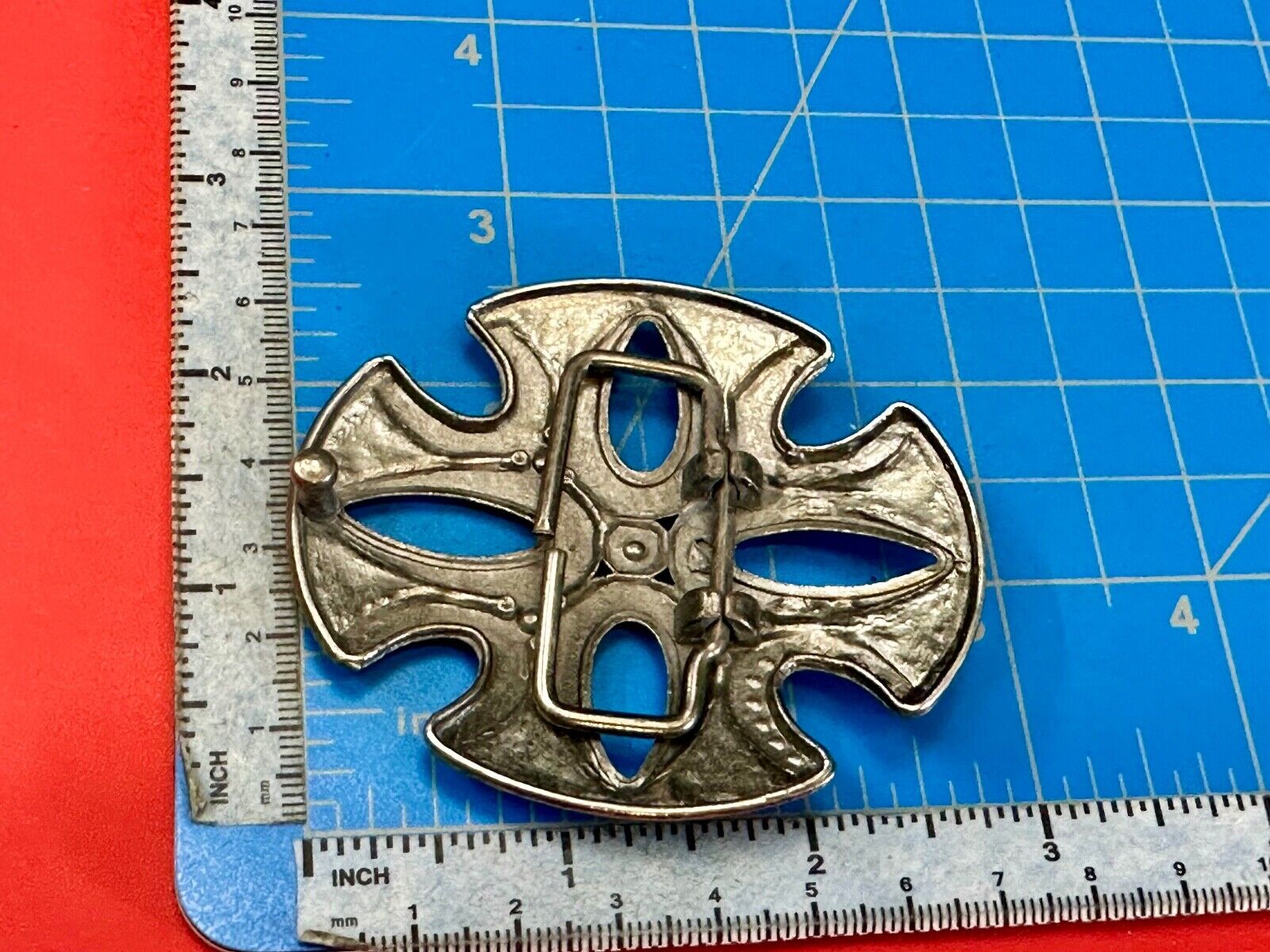 unique see through iron cross with golden brown rhinestone accents