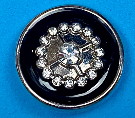 Black Enameled Rhinestone accented  18mm Ginger Snap Magnolia And Vine