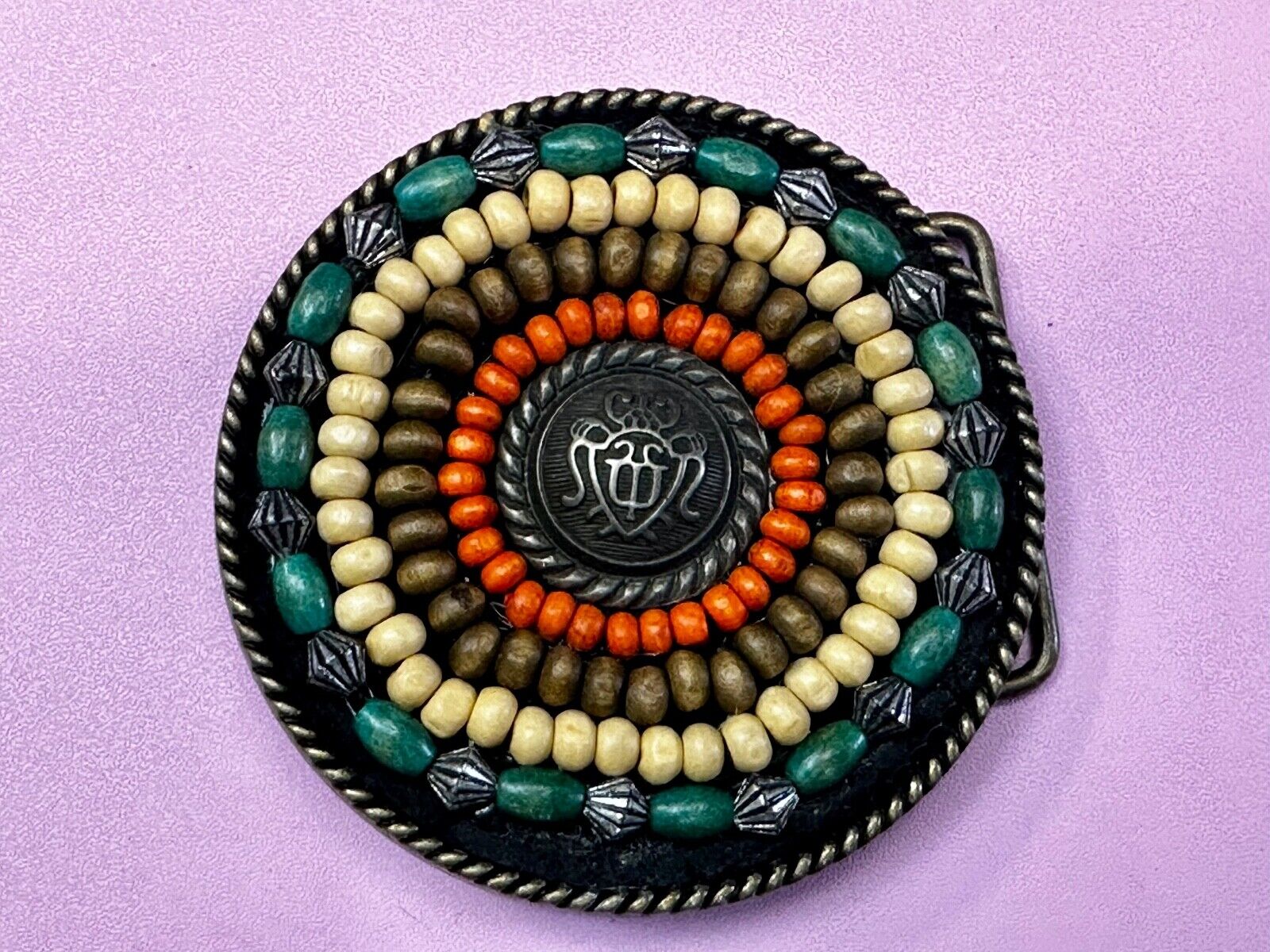 Beaded Tribal Multicolor Bead Boho Hippie Theme Belt Buckle