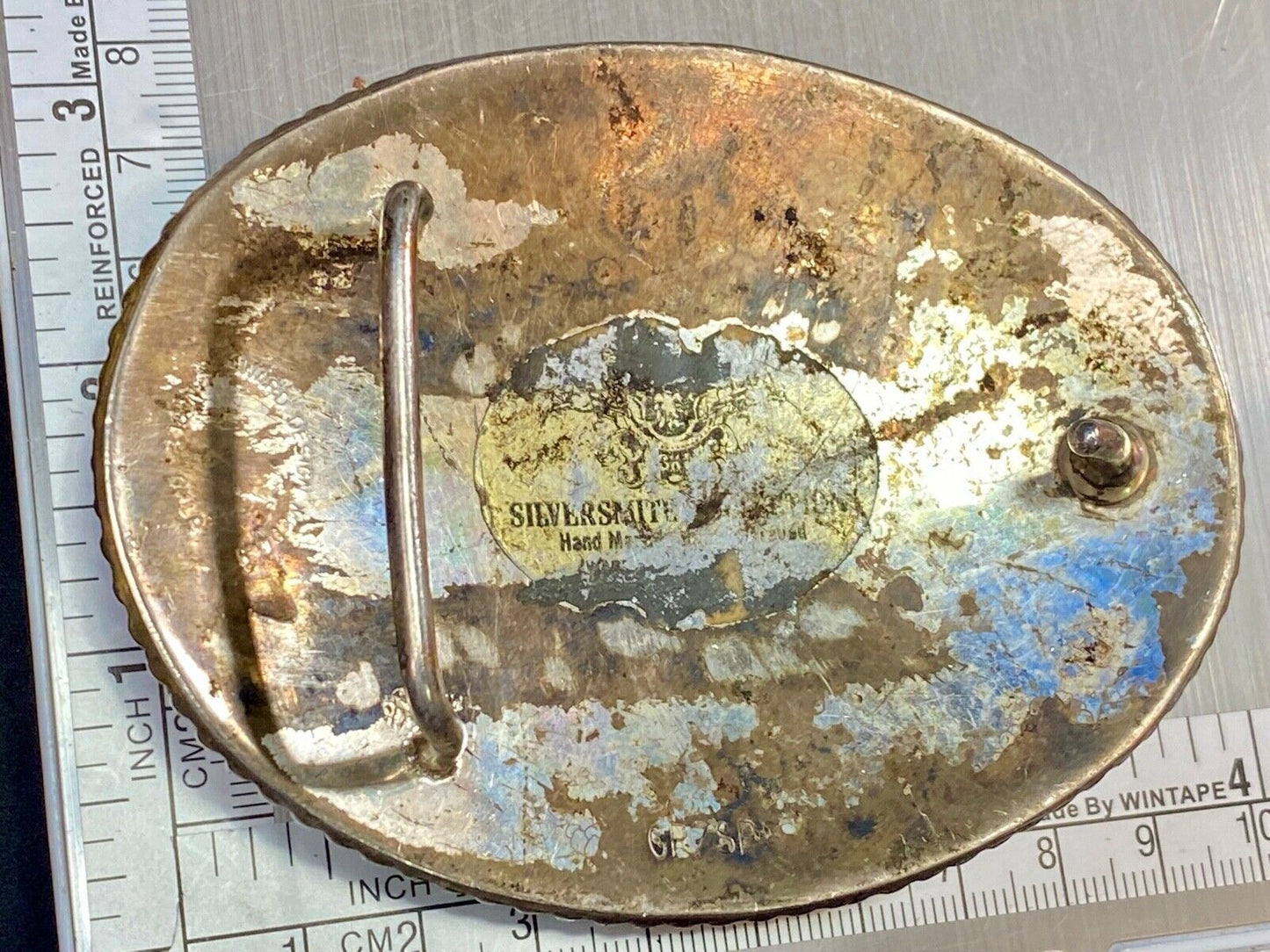 Vintage Award Design Metals - Mustang Commemorative Horse Oval Belt Buckle 