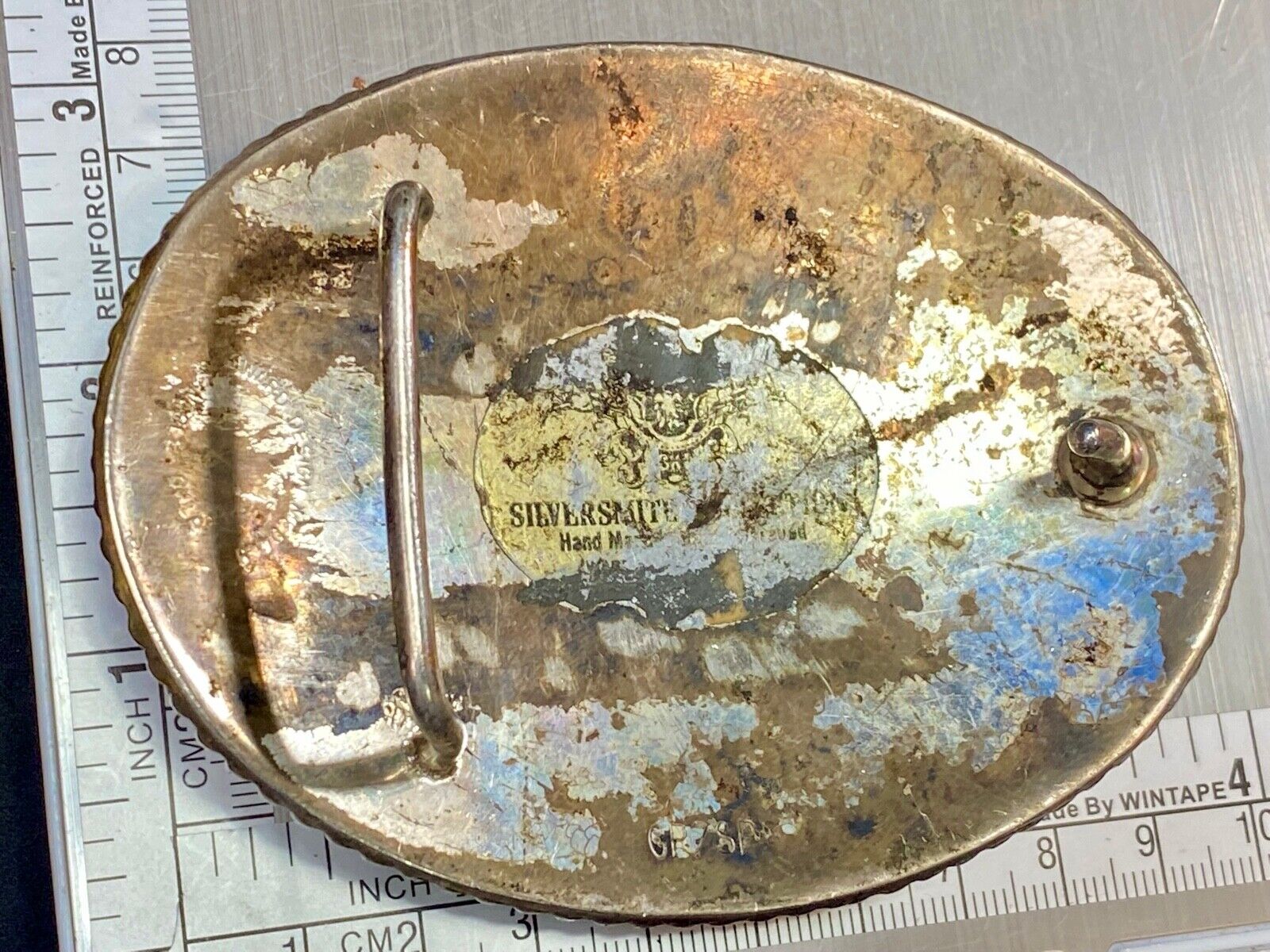 Vintage Award Design Metals - Mustang Commemorative Horse Oval Belt Buckle 