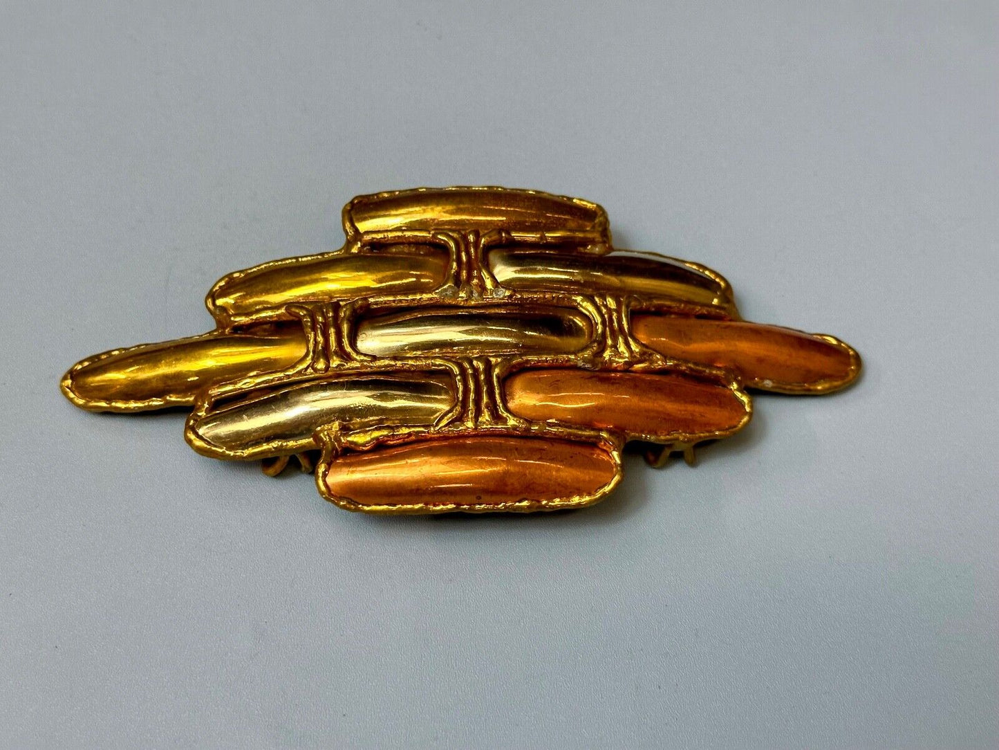 Vintage LARGE mixed metal chunky belt buckle slide / Made in India