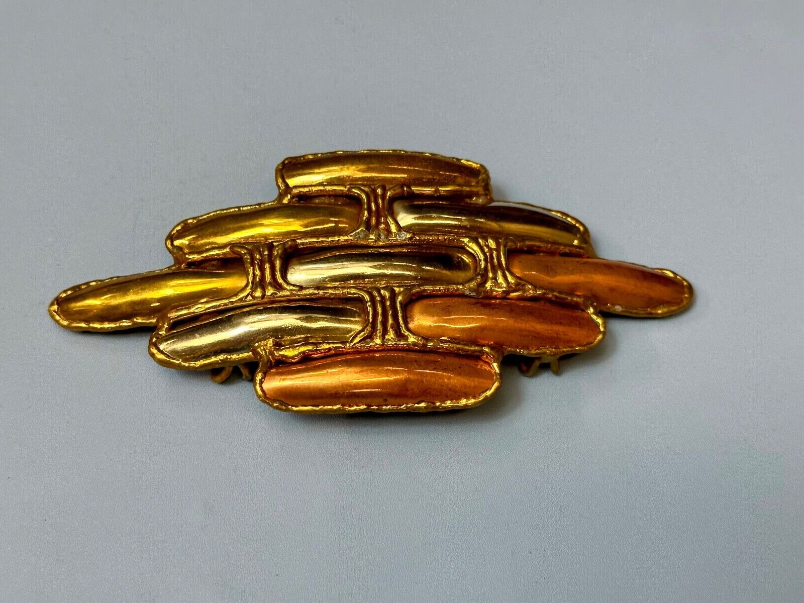 Vintage LARGE mixed metal chunky belt buckle slide / Made in India