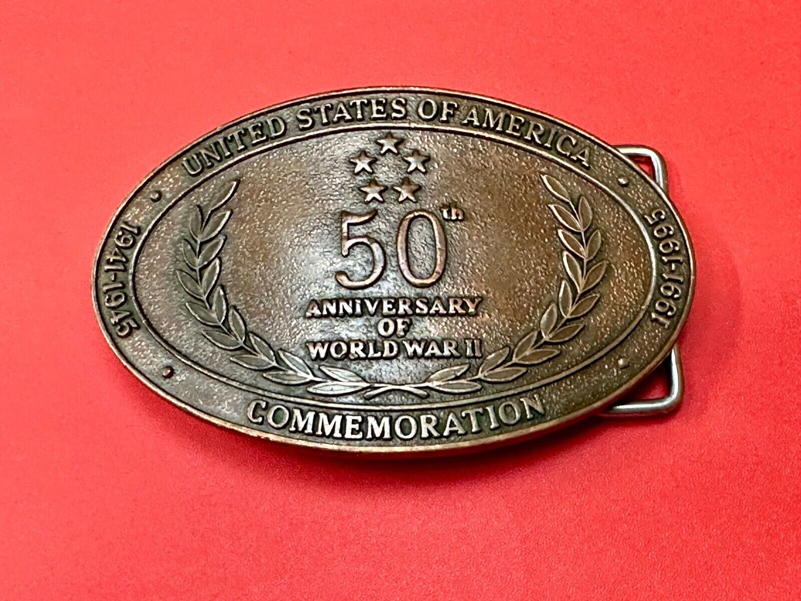 United Stated 50th Anniversary of World War 2 Commemorative belt buckle Crew INC