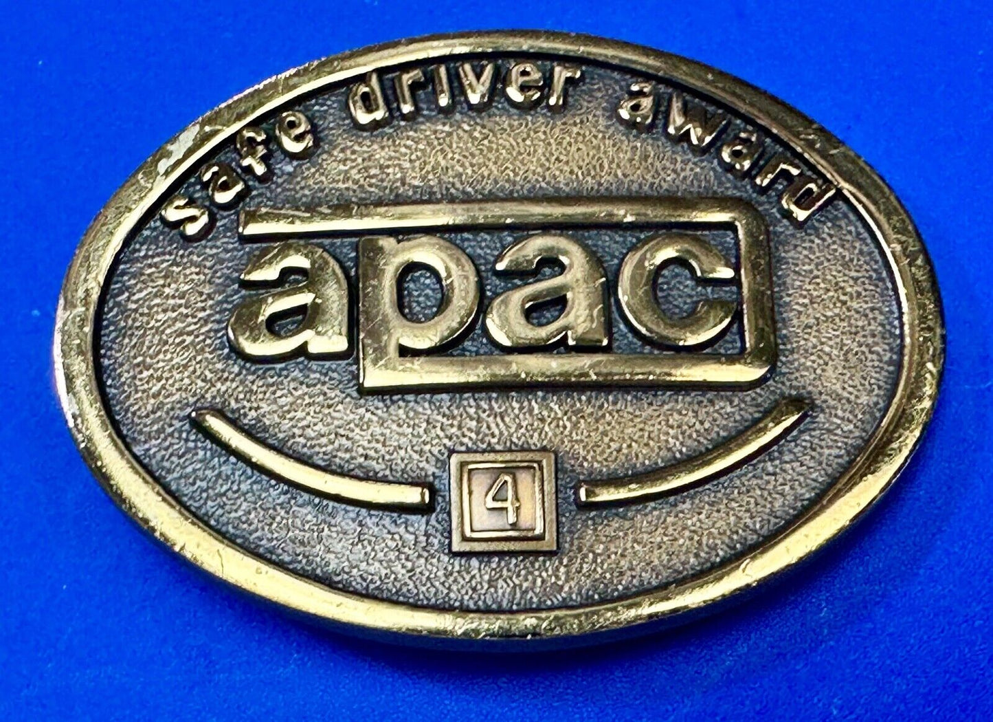 APAC Safe Driver Award belt buckle with 4 year pin by Jostens