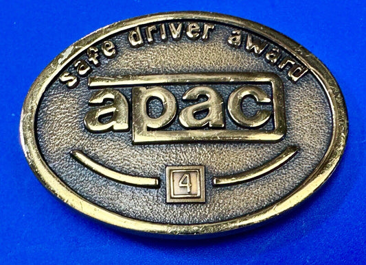 APAC Safe Driver Award belt buckle with 4 year pin by Jostens