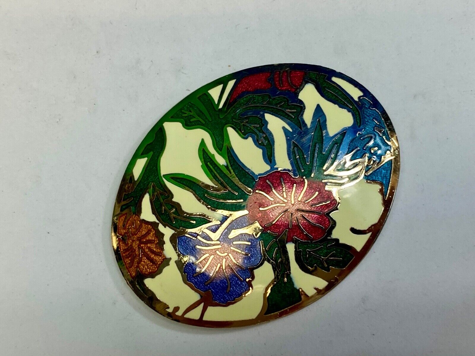 Beautiful sp77  enamel flower paint? scarf purse belt tie buckle 