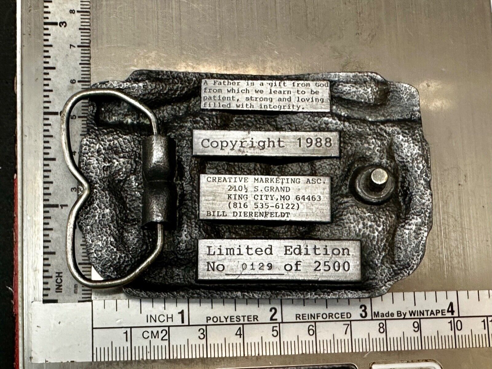 A Tribute to a Father Dad - Vintage Father's Day 1988 Belt Buckle by Creative