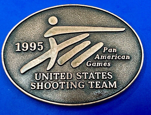 1995 United States US Shooting Team Pan American Am games belt buckle