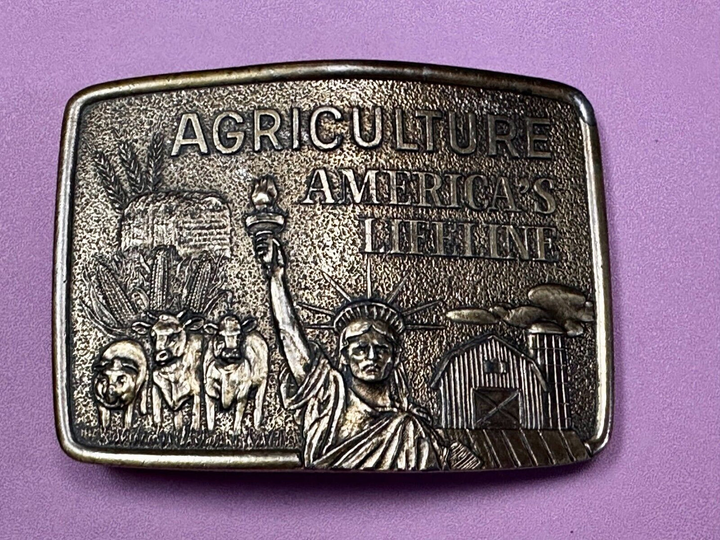 Agriculture America's Lifeline Farming Farmers -Lady Liberty Limited Belt Buckle