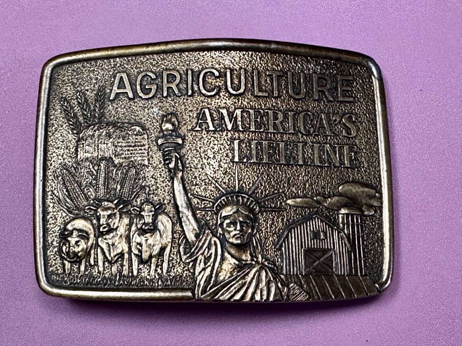 Agriculture America's Lifeline Farming Farmers -Lady Liberty Limited Belt Buckle