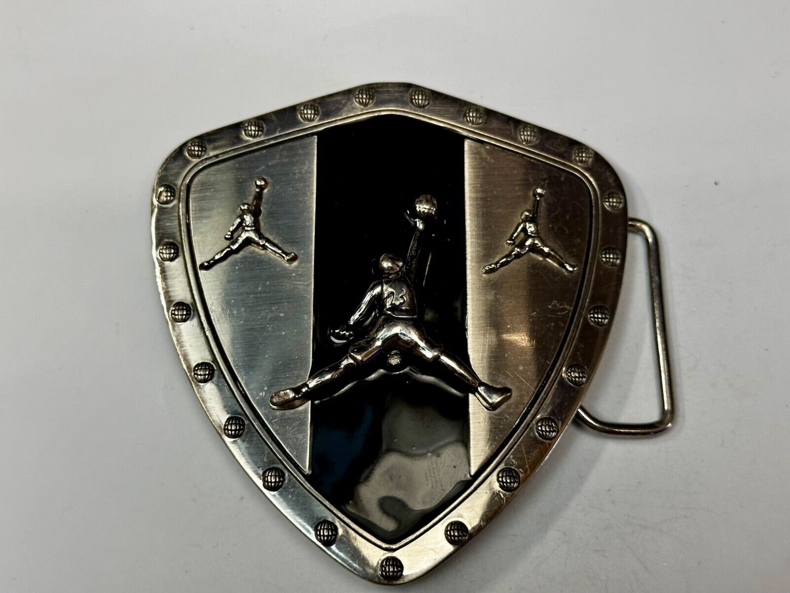 Basketball Iconic Dunk Basket Jump Shot Silver & Black Color Belt Buckle