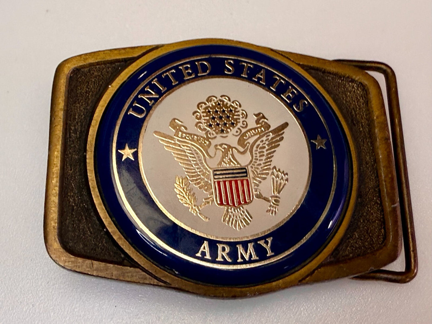 United States Army Armed Forces Commemorative Brass Tone Vintage Belt Buckle