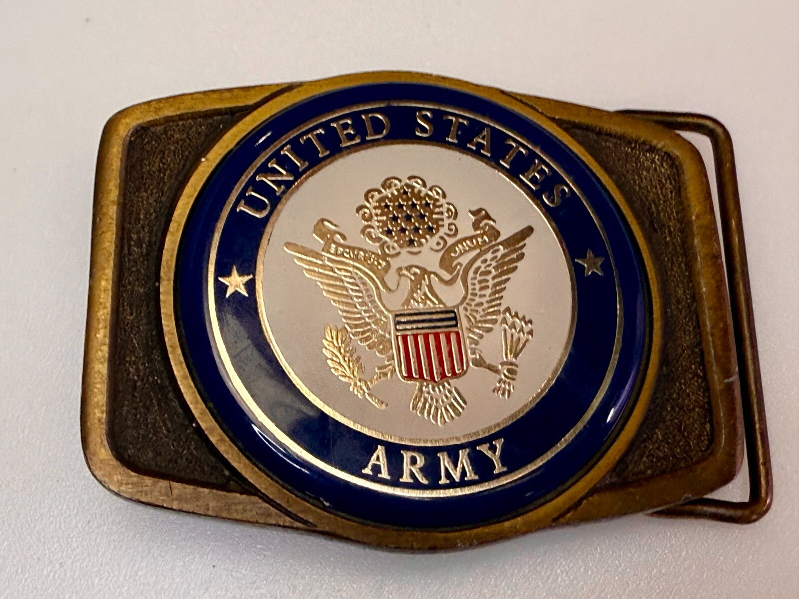 United States Army Armed Forces Commemorative Brass Tone Vintage Belt Buckle