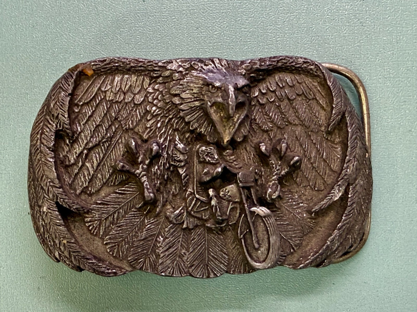 American Bald Eagle Motorcycle Biker Rider VTG 1980 Arroyo Grande Belt Buckle