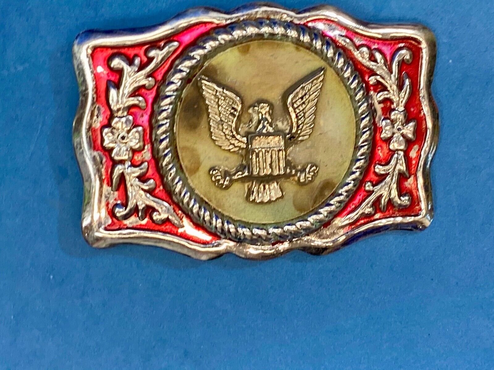 United States of America Eagle Scroll Seal belt buckle  - Artisan makers mark! 