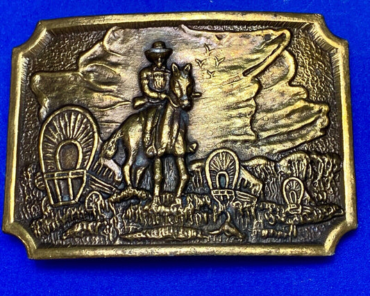 Tall in the Saddle Art Western Horse and Cowboy way of life! Vintage belt buckle