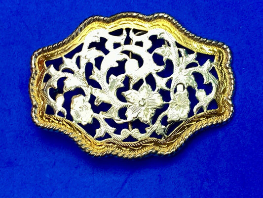 Beautiful See Through Mixed Metal Belt Buckle Floral Design Cowboy Cowgirl 