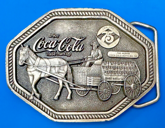 Vintage 1980 Coke a cola Belt Buckle Markatron Inc
