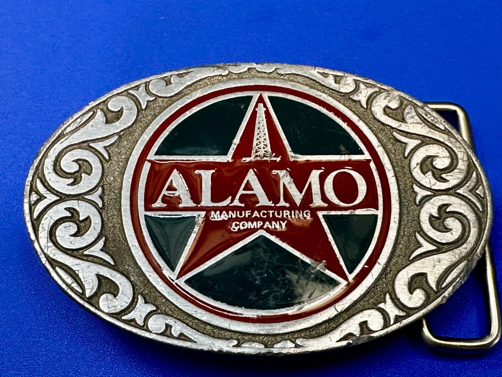 Alamo Oil Well Drilling Company Vintage Texas Star Vintage CD-Hit Belt Buckle