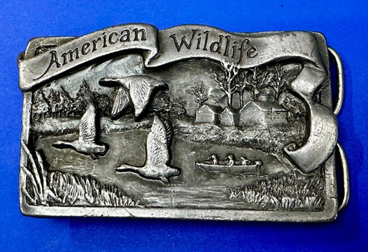 American Wildlife Birds Ducks Hunting Commemorative Vintage 1987 Belt Buckle