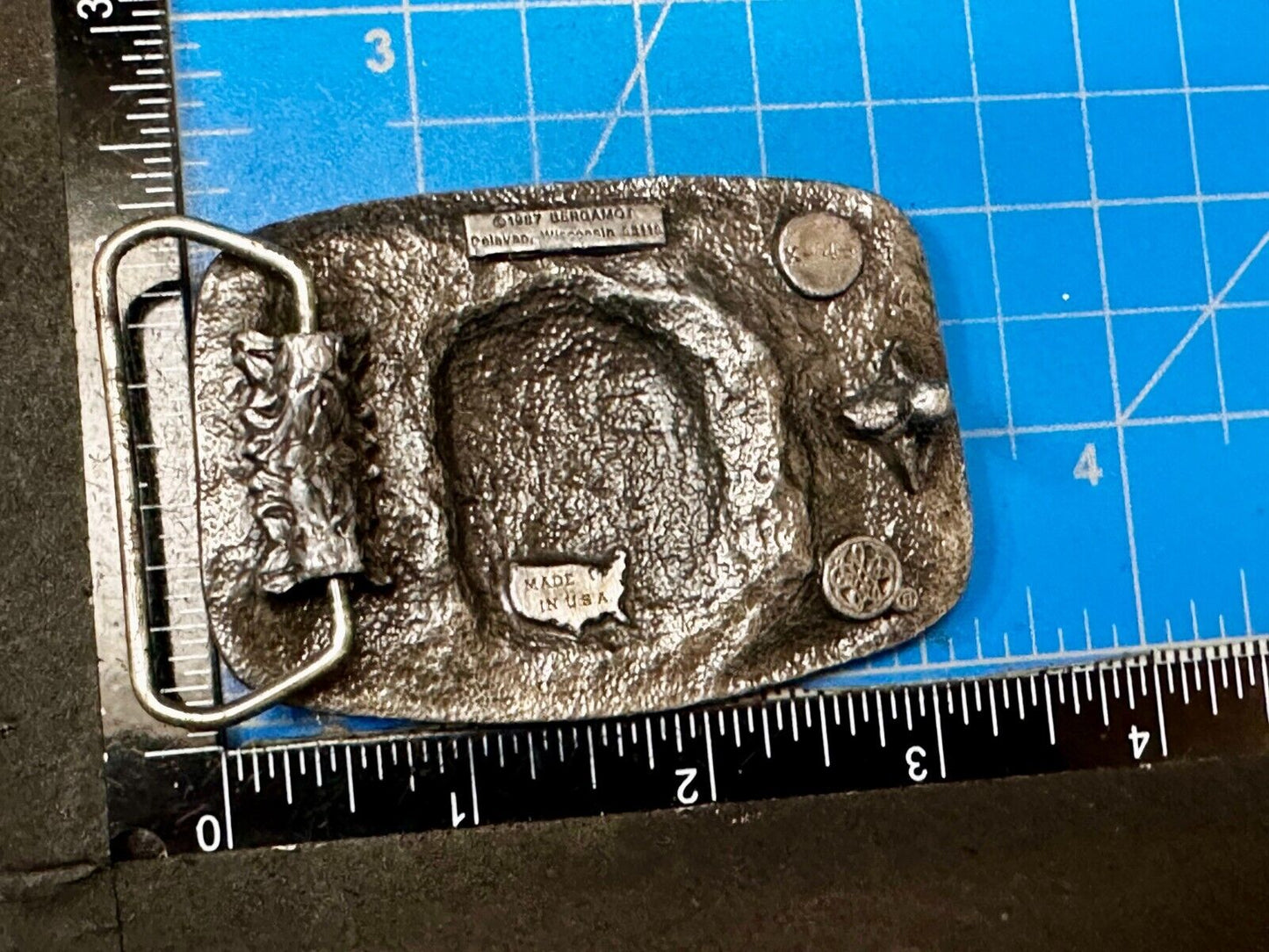 Train Engine through Tunnel RailRoad RR Vintage 1987 Bergamot Belt Buckle