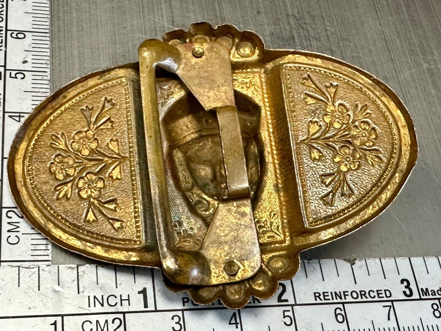 Antique Head Bust Belt Ornament - buckle slide clip - unknown to me! Victorian?