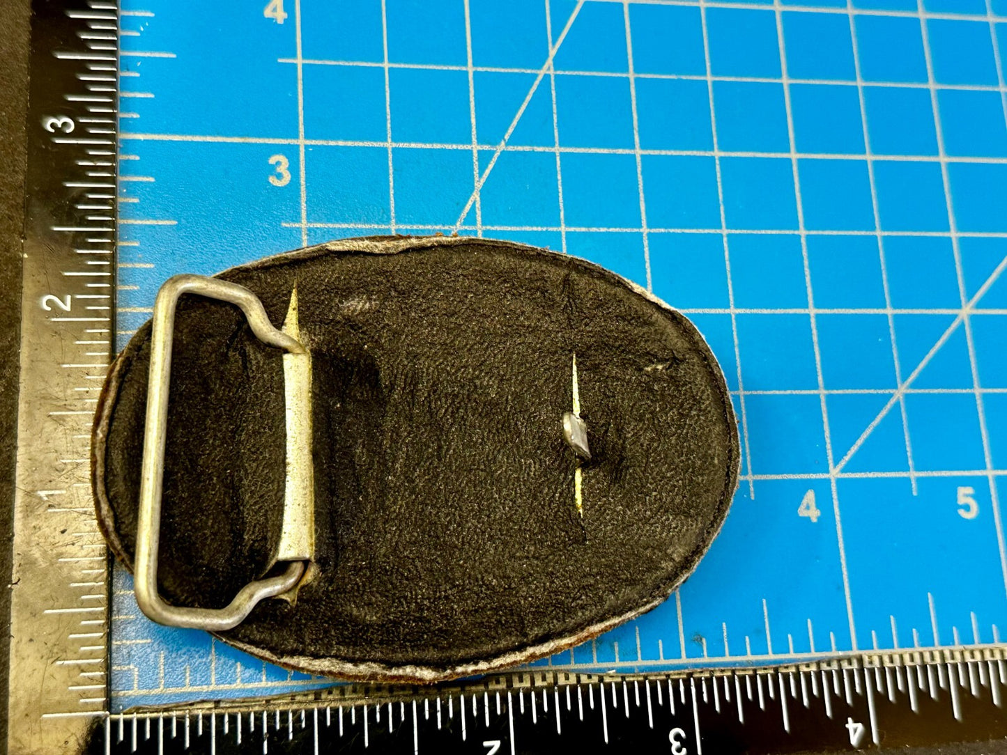 Abstract Horse Head - Brown Leather Stitched Vintage Belt Buckle