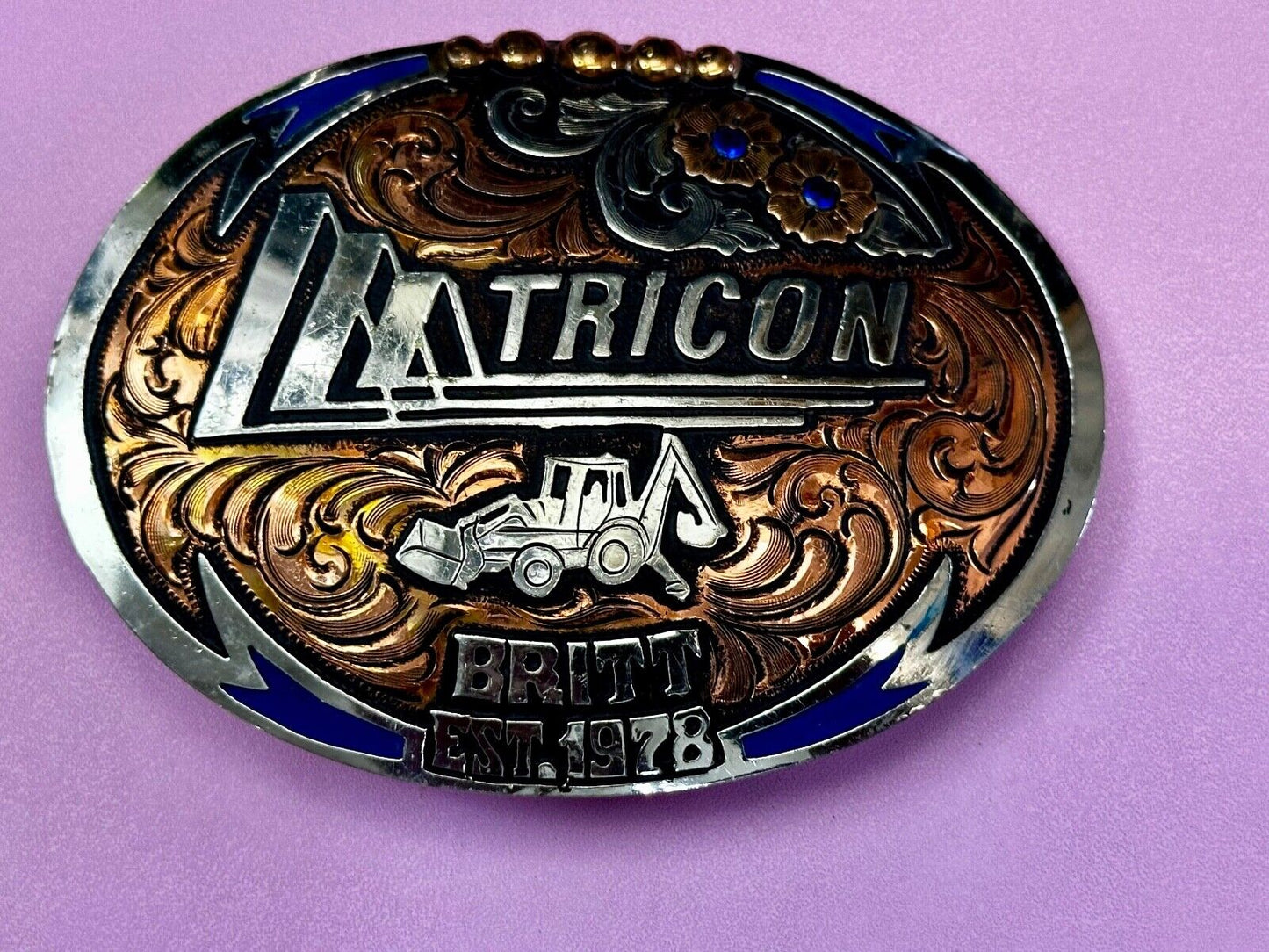 Tricon Bruitt Construction Equipment Trophy Award Belt Buckle by Red Bluff - war