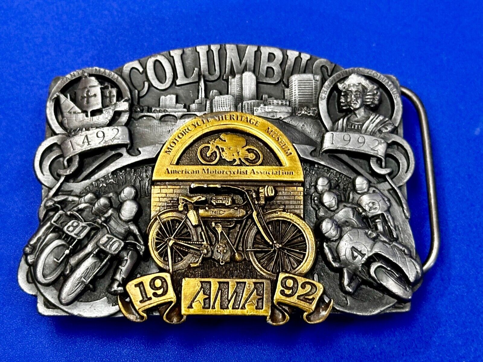 AMA American Motorcyclist Asso. Columbus Ohio 1992 Commemorative Belt Buckle