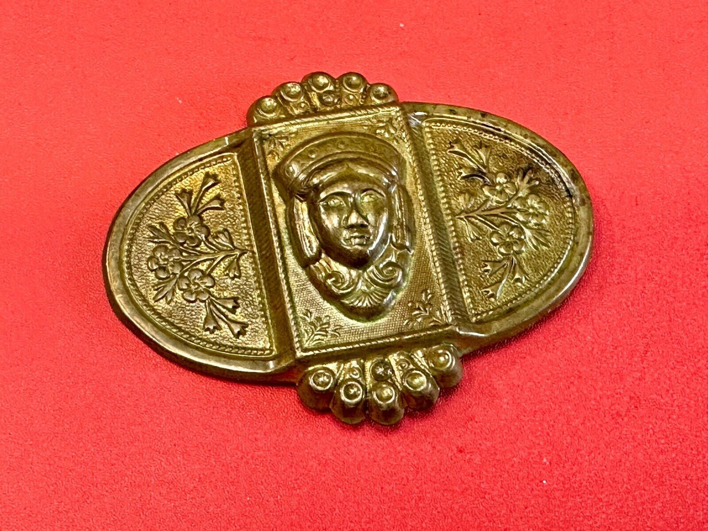 Antique Head Bust Belt Ornament - buckle slide clip - unknown to me! Victorian?
