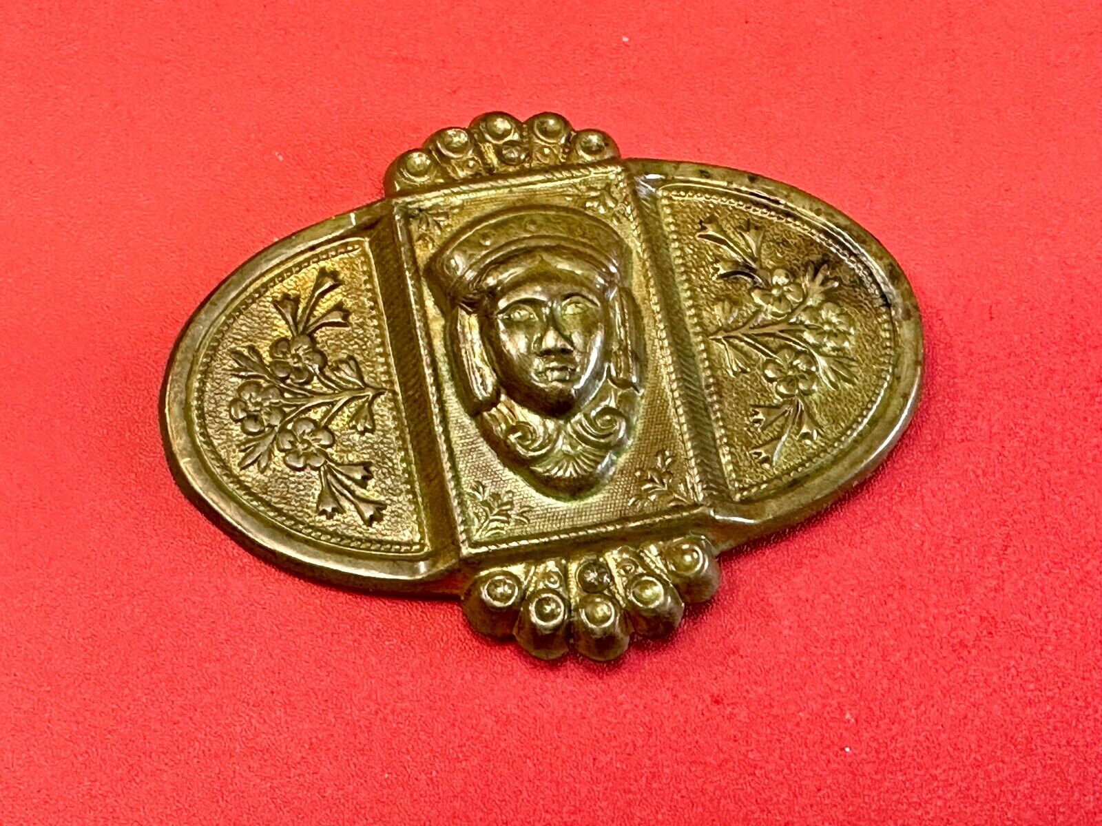 Antique Head Bust Belt Ornament - buckle slide clip - unknown to me! Victorian?
