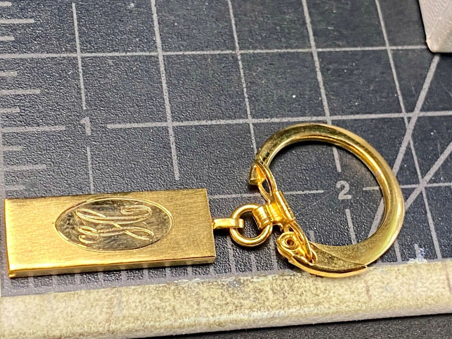 Vintage Foster USA Keychain Pull Apart Engraved H  Bar Gold Plated Mid Century