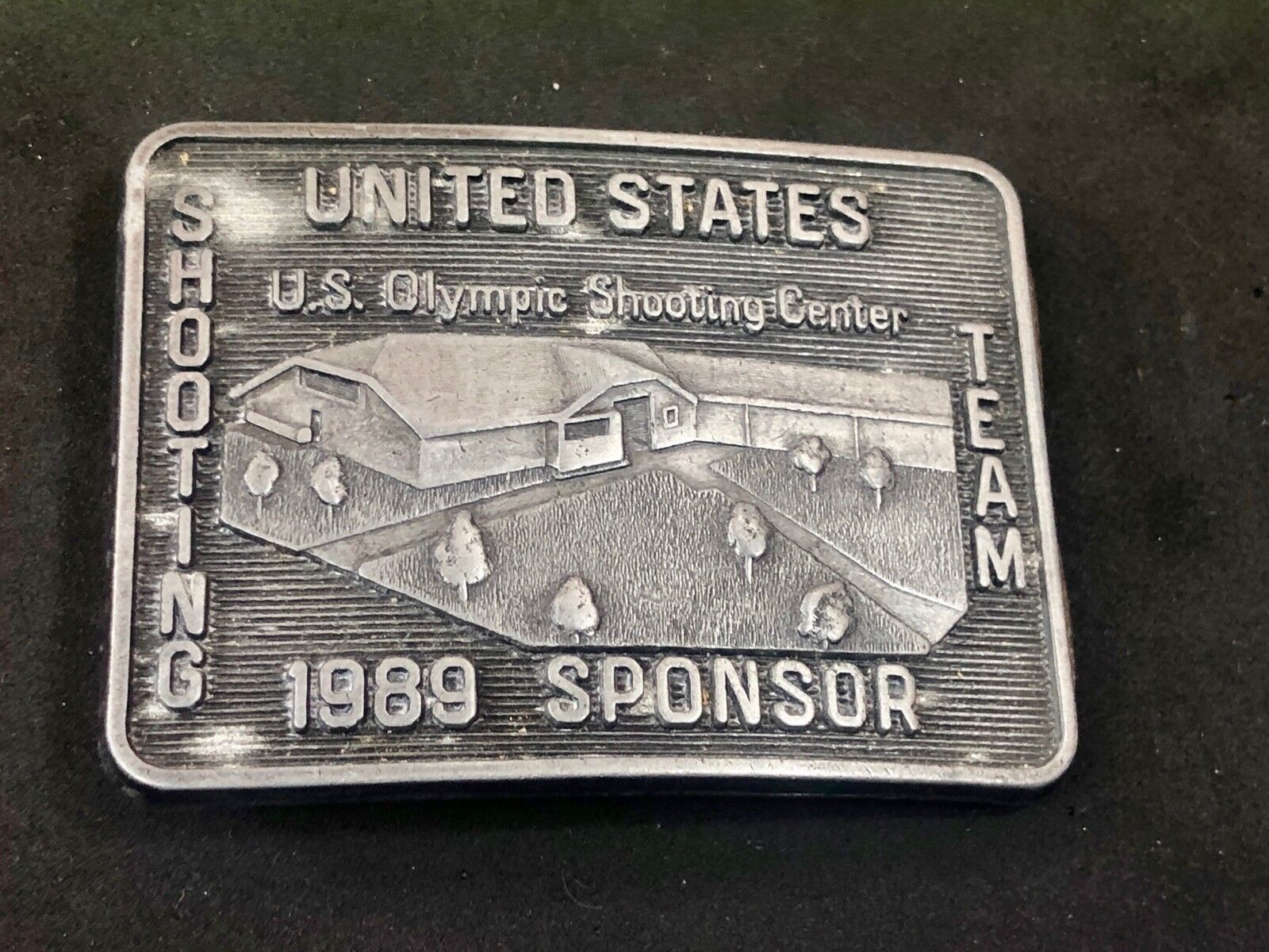 Vintage 1989 Spencer US olympics  Shooting Center belt buckle 