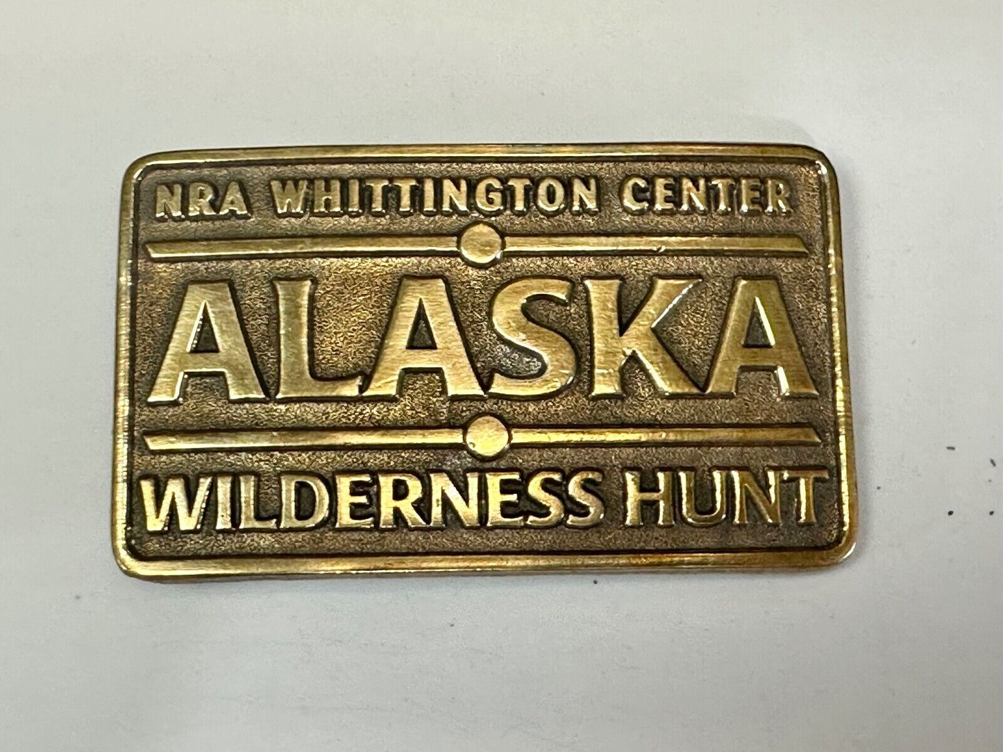 Alaska Wilderness Hunt - vintage belt buckle by NRA Whittington Center