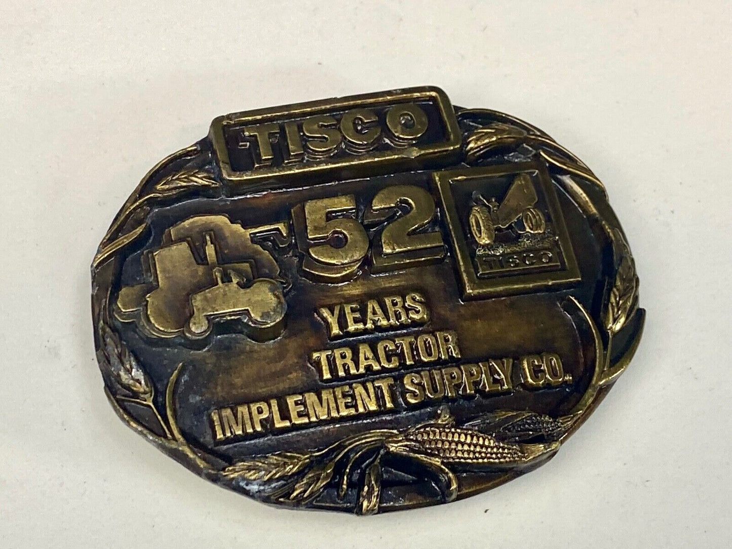 Vtg. Tisco Tractor Implement Supply Agriculture Farm Farming 52 Year Belt Buckle