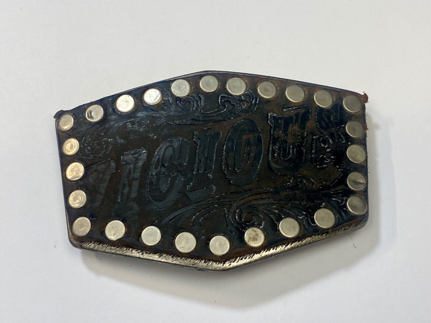 VICIOUS - statement  -Sid Studded brown faux? Leather belt buckle