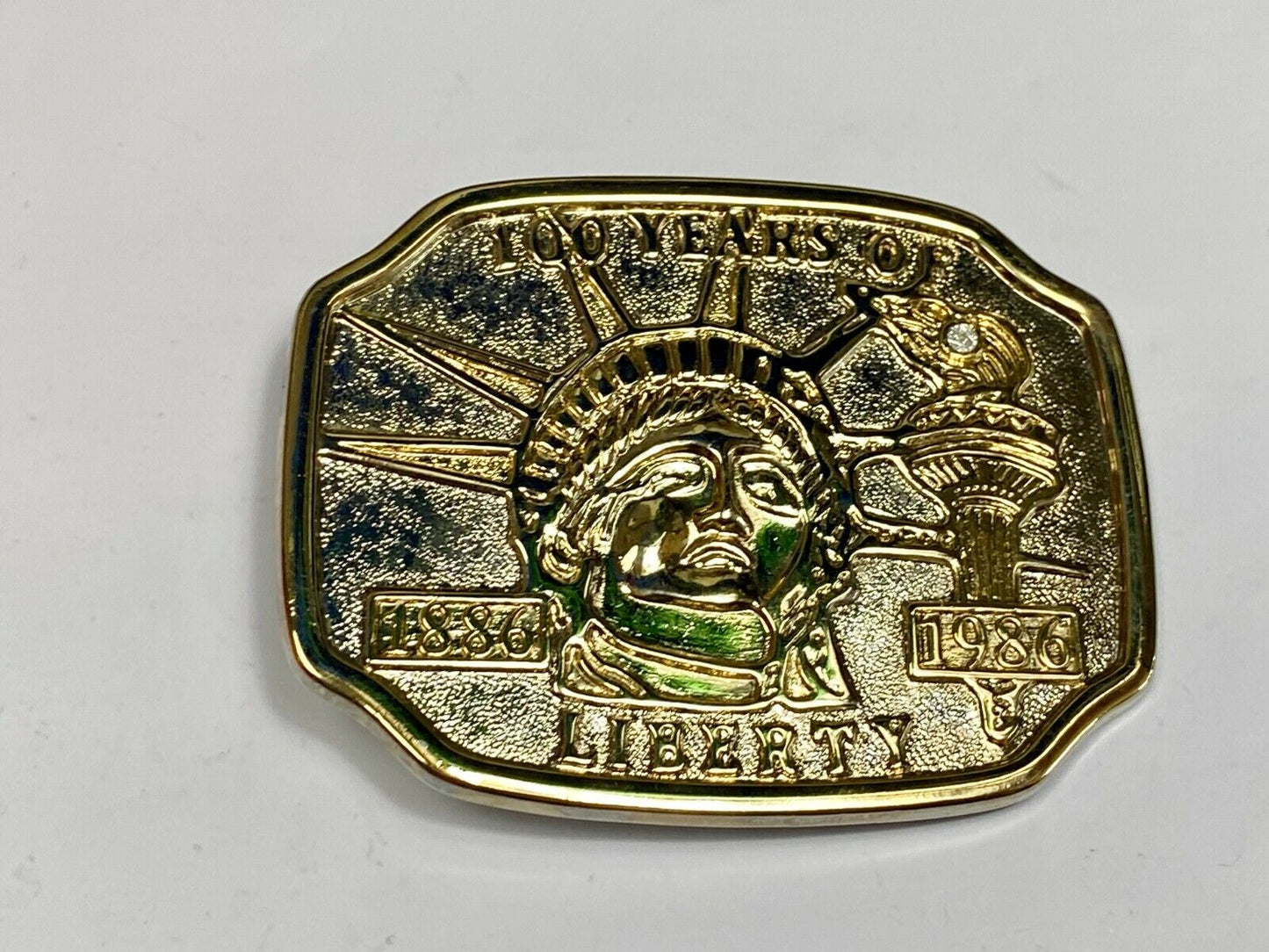 100 Years Of Liberty - Statue Usa Commemorative Gold & Silver Tone Belt Buckle