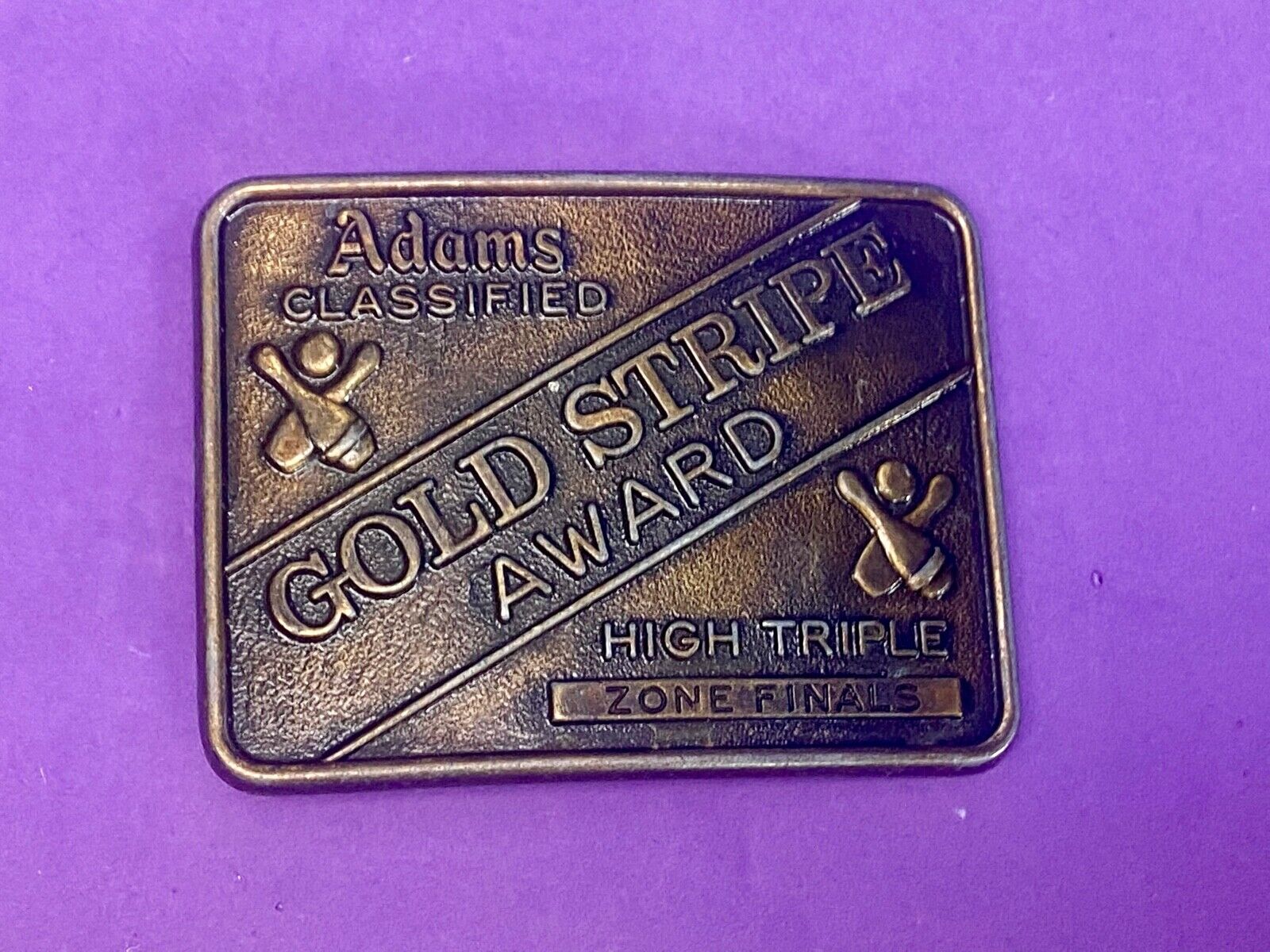 Adams Gold Stripe Bowling Award Belt Buckle Whiskey Co Zone Finals 