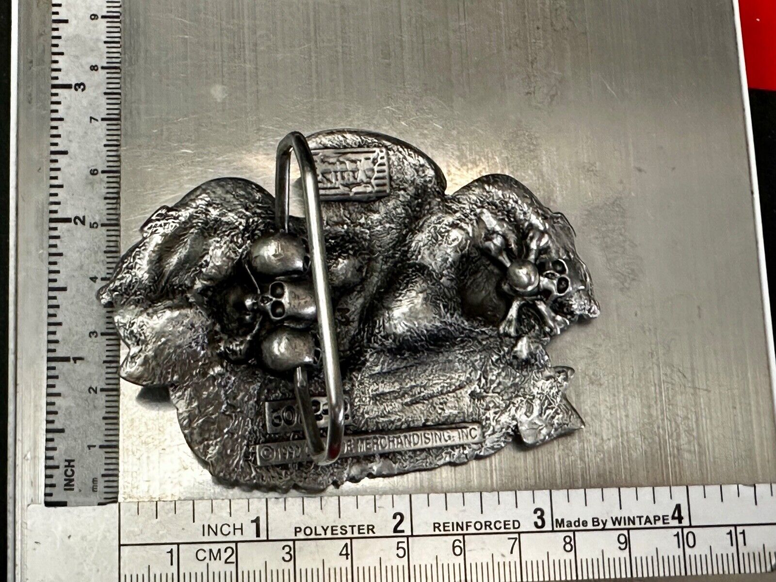 80's Poison Rock Band Skull in Top hat Rose Flesh & Blood Album 1992 Belt Buckle