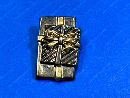 Vintage BEST Christmas Brooch Gift Present Gold Silver Two Tone Pin or PENDANT