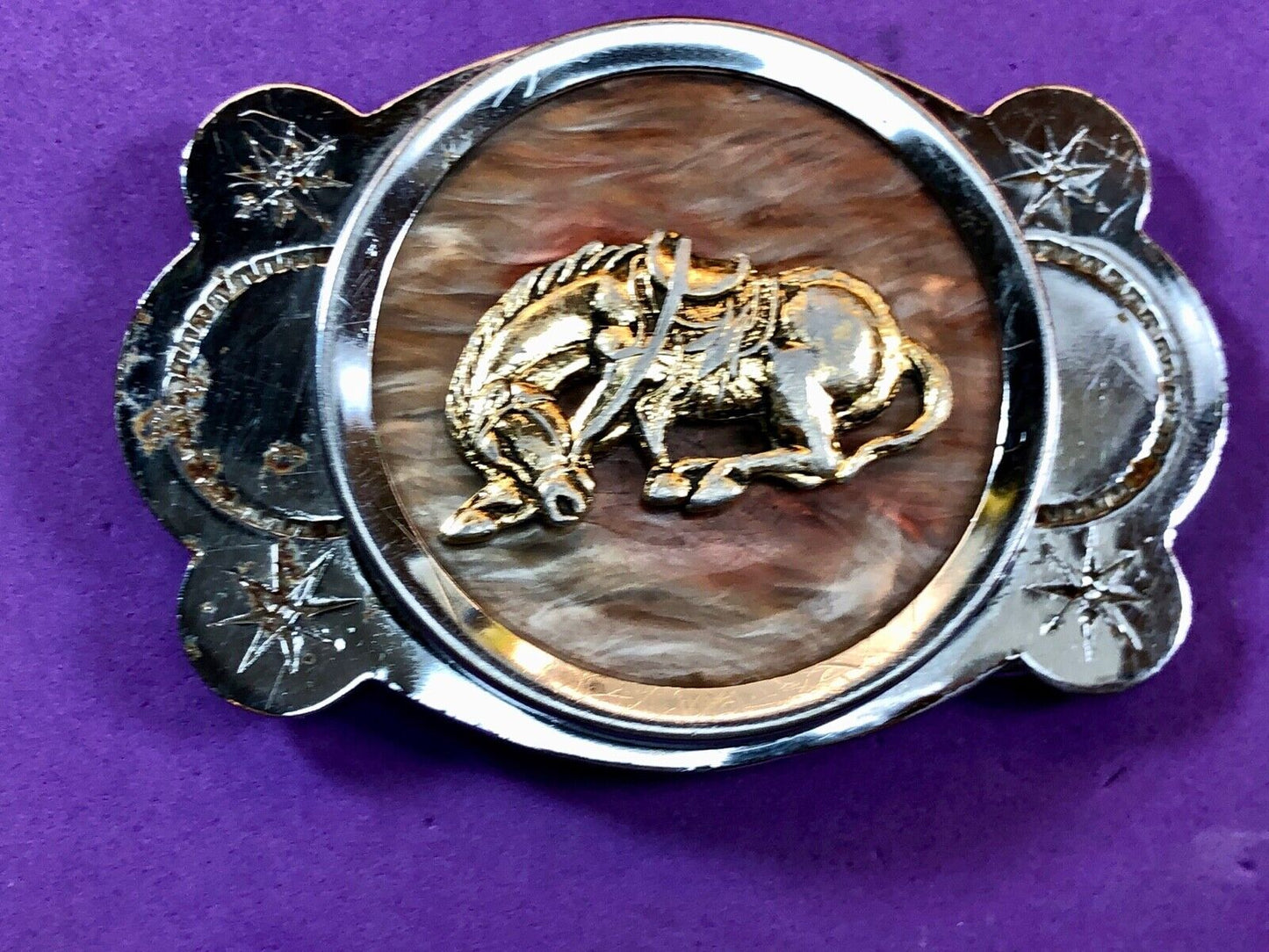 Vintage Horse in CenterPiece Rodeo Cowboy western belt buckle 