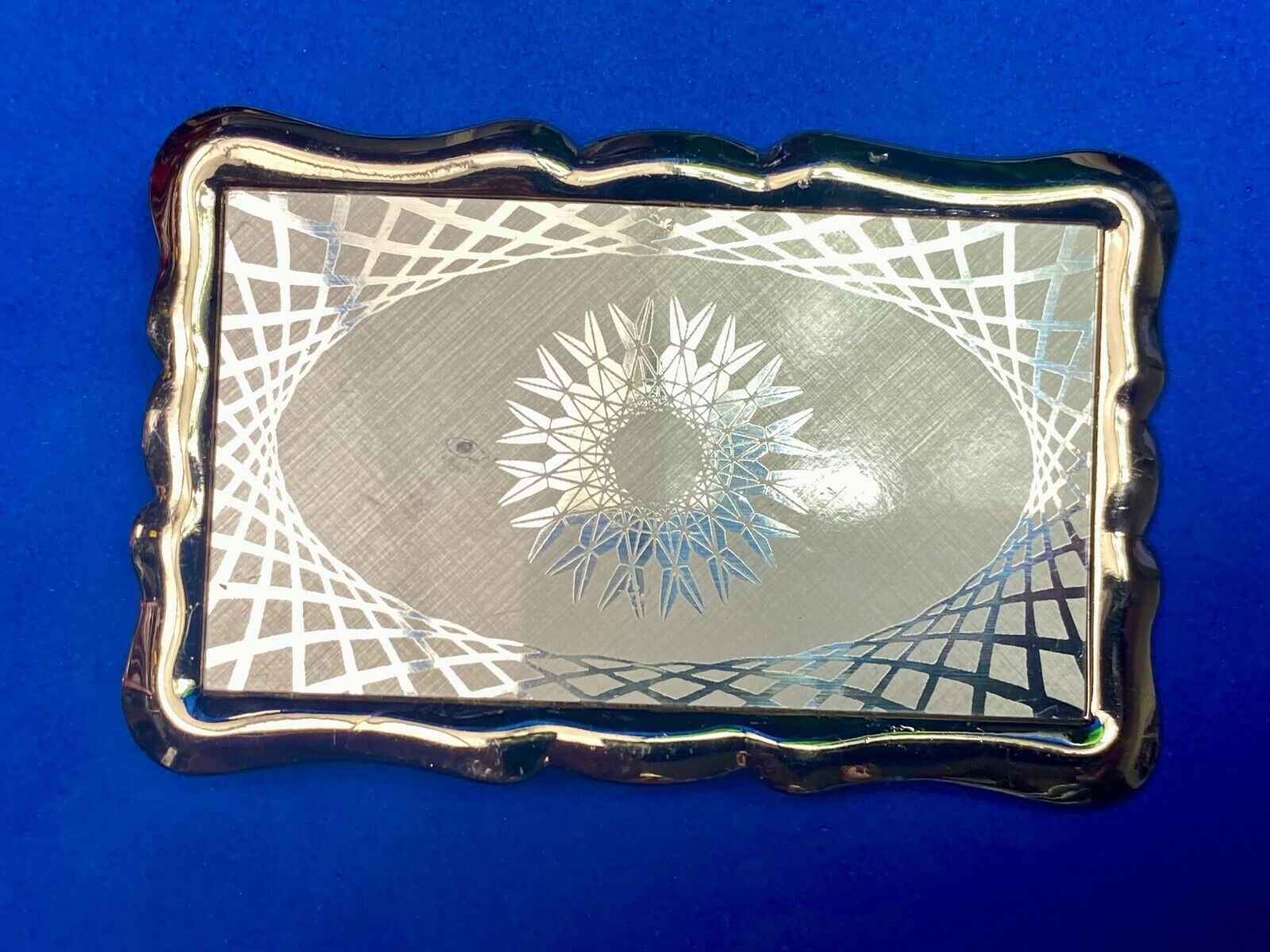 Vintage Etched Star Western Burst Pattern Fine Line Snowflake Belt Buckle 